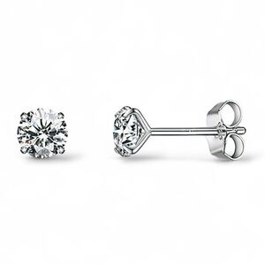 Stainless Steel Cubic Zirconia Stud Earrings